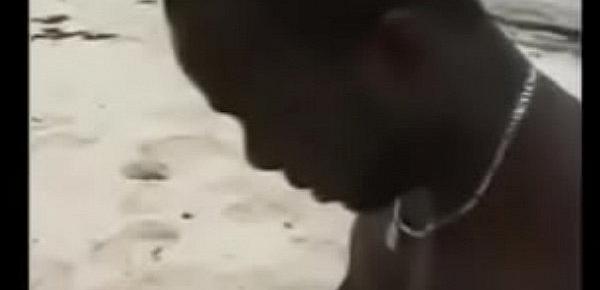 African Beach Sex - One pussy, two dick.